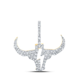 10kt Yellow Gold Men's Diamond Bull Head Bolt Charm Pendant - 1/2 Cttw Top view from the 10Kt Yellow Gold Mens Round Diamond Bull Head Bolt Charm Pendant 1 2 Cttwpin232580 collection by Splendid Jewellery