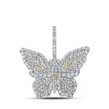 Load image into Gallery viewer, 10kt Yellow Gold Men&#39;s Round Diamond Butterfly Charm Pendant - 1.5 Cttw | Splendid Jewellery product  Top View from Splendid Jewellery