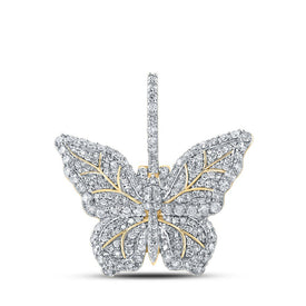 10kt Yellow Gold Men's Round Diamond Butterfly Charm Pendant - 1.5 Cttw | Splendid Jewellery product  Top View from Splendid Jewellery
