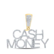 Load image into Gallery viewer, 10kt Yellow Gold Men&#39;s Diamond Cash Money Charm Pendant - A Dazzling Statement Piece Top view from the 10Kt Yellow Gold Mens Round Diamond Cash Money Charm Pendant 1 2 Cttwpin212732 collection by Splendid Jewellery