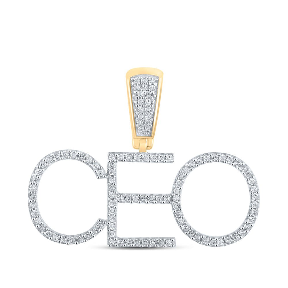 Men's Diamond Charm Pendant | 10kt Yellow Gold Mens Round Diamond CEO Charm Pendant 1/3 Cttw | Splendid Jewellery GND