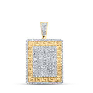 Men's Diamond Charm Pendant | 10kt Yellow Gold Mens Round Diamond Charm Pendant 1 Cttw | Splendid Jewellery GND