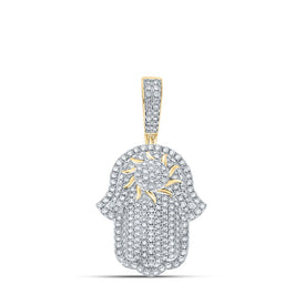 10kt Yellow Gold Men's Round Diamond Charm Pendant - Exquisite Brilliance Top view from the 10Kt Yellow Gold Mens Round Diamond Charm Pendant 2 7 8 Cttwpin286898 collection by Splendid Jewellery