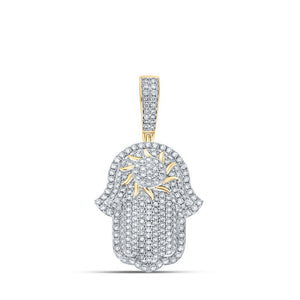 Men's Diamond Charm Pendant | 10kt Yellow Gold Mens Round Diamond Charm Pendant 2-7/8 Cttw | Splendid Jewellery GND