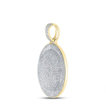 Load image into Gallery viewer, 10kt Yellow Gold Men's Round Diamond Circle Charm Pendant - Exquisite Brilliance Side view from the 10Kt Yellow Gold Mens Round Diamond Circle Charm Pendant 2 7 8 Cttwpin228589 collection by Splendid Jewellery