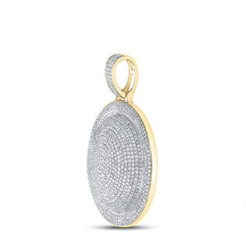 10kt Yellow Gold Men's Round Diamond Circle Charm Pendant - Exquisite Brilliance Side view from the 10Kt Yellow Gold Mens Round Diamond Circle Charm Pendant 2 7 8 Cttwpin228589 collection by Splendid Jewellery