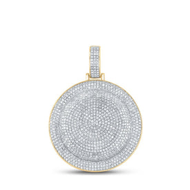 10kt Yellow Gold Men's Round Diamond Circle Charm Pendant - Exquisite Brilliance Top view from the 10Kt Yellow Gold Mens Round Diamond Circle Charm Pendant 2 7 8 Cttwpin228589 collection by Splendid Jewellery