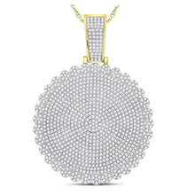 Load image into Gallery viewer, 10kt Yellow Gold Men&#39;s Round Diamond Cluster Charm Pendant - 2-3/4 Cttw | Splendid Jewellery Top view from the 10Kt Yellow Gold Mens Round Diamond Circle Cluster Charm Pendant 2 3 4 Cttwpin228585 collection by Splendid Jewellery