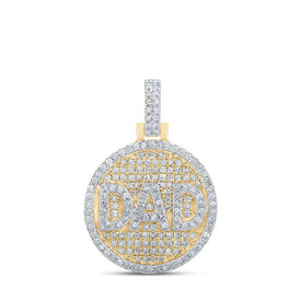 10kt Yellow Gold Men's Round Diamond Circle Dad Charm Pendant - 1/2 Cttw | Splendid Jewellery Top view from the 10Kt Yellow Gold Mens Round Diamond Circle Dad Charm Pendant 1 2 Cttwpin237716 collection by Splendid Jewellery