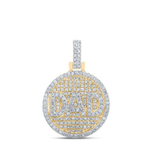 Men's Diamond Charm Pendant | 10kt Yellow Gold Mens Round Diamond Circle Dad Charm Pendant 1/2 Cttw | Splendid Jewellery GND