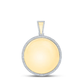10kt Yellow Gold Men's Round Diamond Circle Memory Mirror Charm Pendant 7/8 Cttw - Luxurious Brilliance Top view from the 10Kt Yellow Gold Mens Round Diamond Circle Memory Mirror Charm Pendant 7 8 Cttwpin289833 collection by Splendid Jewellery