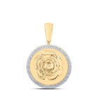 10kt Yellow Gold Men's Round Diamond Circle Rose Charm Pendant - 1/2 Cttw | Splendid Jewellery Top view from the 10Kt Yellow Gold Mens Round Diamond Circle Rose Charm Pendant 1 2 Cttwpin214064 collection by Splendid Jewellery