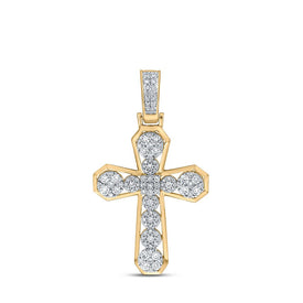 10kt Yellow Gold Men's Round Diamond Cross Charm Pendant - 1.5 Carat Total Weight Top view from the 10Kt Yellow Gold Mens Round Diamond Cross Charm Pendant 1 1 2 Cttwpin212807 collection by Splendid Jewellery