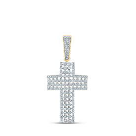 10kt Yellow Gold Men's Round Diamond Cross Charm Pendant - A Dazzling Symbol of Faith and Style Top view from the 10Kt Yellow Gold Mens Round Diamond Cross Charm Pendant 1 1 2 Cttwpin280089 collection by Splendid Jewellery