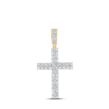 Load image into Gallery viewer, 10kt Yellow Gold Men&#39;s Diamond Cross Charm Pendant - 1-1/2 Cttw | Splendid Jewellery Top view from the 10Kt Yellow Gold Mens Round Diamond Cross Charm Pendant 1 1 2 Cttwpin289314 collection by Splendid Jewellery