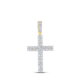 10kt Yellow Gold Men's Diamond Cross Charm Pendant - 1-1/2 Cttw | Splendid Jewellery Top view from the 10Kt Yellow Gold Mens Round Diamond Cross Charm Pendant 1 1 2 Cttwpin289314 collection by Splendid Jewellery