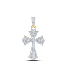 Load image into Gallery viewer, 10kt Yellow Gold Men&#39;s Diamond Cross Charm Pendant - 1-1/3 Cttw Top view from the 10Kt Yellow Gold Mens Round Diamond Cross Charm Pendant 1 1 3 Cttwpin230359 collection by Splendid Jewellery