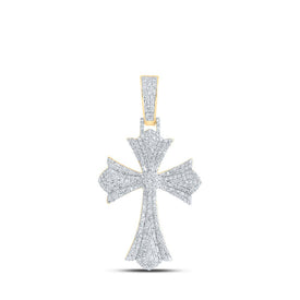 10kt Yellow Gold Men's Diamond Cross Charm Pendant - 1-1/3 Cttw Top view from the 10Kt Yellow Gold Mens Round Diamond Cross Charm Pendant 1 1 3 Cttwpin230359 collection by Splendid Jewellery