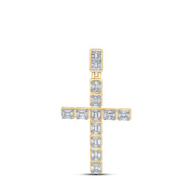 10kt Yellow Gold Men's Round Diamond Cross Charm Pendant - 1-7/8 Cttw | Splendid Jewellery Top view from the 10Kt Yellow Gold Mens Round Diamond Cross Charm Pendant 1 7 8 Cttwpin215797 collection by Splendid Jewellery