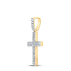 10kt Yellow Gold Men's Round Diamond Cross Charm Pendant 1 Cttw | Dazzling Divine Pendant Side view from the 10Kt Yellow Gold Mens Round Diamond Cross Charm Pendant 1 Cttwpin289310 collection by Splendid Jewellery