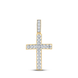 10kt Yellow Gold Men's Round Diamond Cross Charm Pendant - 1 Cttw | Splendid Jewellery Top view from the 10Kt Yellow Gold Mens Round Diamond Cross Charm Pendant 1 Cttwpin226603 collection by Splendid Jewellery