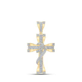 10kt Yellow Gold Men's Round Diamond Cross Charm Pendant 1 Cttw - A Dazzling Statement of Faith Top view from the 10Kt Yellow Gold Mens Round Diamond Cross Charm Pendant 1 Cttwpin213299 collection by Splendid Jewellery