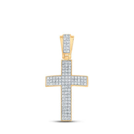 10kt Yellow Gold Men's Round Diamond Cross Charm Pendant - 1 Cttw | Splendid Jewellery Top view from the 10Kt Yellow Gold Mens Round Diamond Cross Charm Pendant 1 Cttwpin211933 collection by Splendid Jewellery