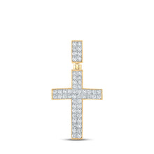 Load image into Gallery viewer, 10kt Yellow Gold Men's Round Diamond Cross Charm Pendant - 1 Cttw | Splendid Jewellery Top view from the 10Kt Yellow Gold Mens Round Diamond Cross Charm Pendant 1 Cttwpin211939 collection by Splendid Jewellery