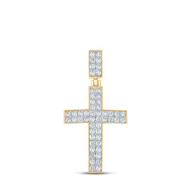 10kt Yellow Gold Men's Round Diamond Cross Charm Pendant - 1 Cttw | Splendid Jewellery Top view from the 10Kt Yellow Gold Mens Round Diamond Cross Charm Pendant 1 Cttwpin211939 collection by Splendid Jewellery