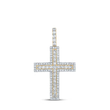 Load image into Gallery viewer, 10kt Yellow Gold Men's Round Diamond Cross Charm Pendant - 1 Cttw | Splendid Jewellery Top view from the 10Kt Yellow Gold Mens Round Diamond Cross Charm Pendant 1 Cttwpin289312 collection by Splendid Jewellery