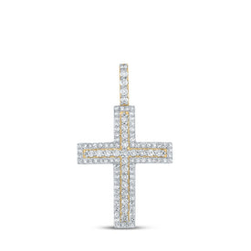 10kt Yellow Gold Men's Round Diamond Cross Charm Pendant - 1 Cttw | Splendid Jewellery Top view from the 10Kt Yellow Gold Mens Round Diamond Cross Charm Pendant 1 Cttwpin289312 collection by Splendid Jewellery
