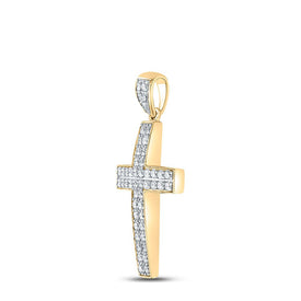 10kt Yellow Gold Men's Round Diamond Cross Charm Pendant - 1 Cttw | Splendid Jewellery Side view from the 10Kt Yellow Gold Mens Round Diamond Cross Charm Pendant 1 Cttwpin289389 collection by Splendid Jewellery