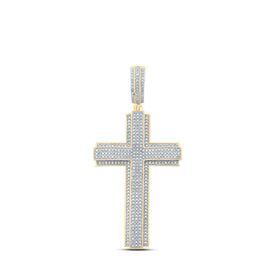10kt Yellow Gold Men's Round Diamond Cross Charm Pendant - 1 Cttw | Splendid Jewellery Top view from the 10Kt Yellow Gold Mens Round Diamond Cross Charm Pendant 1 Cttwpin215205 collection by Splendid Jewellery