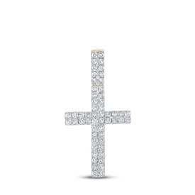 10kt Yellow Gold Men's Round Diamond Cross Charm Pendant 1 Cttw | Dazzling Divine Pendant Top view from the 10Kt Yellow Gold Mens Round Diamond Cross Charm Pendant 1 Cttwpin289310 collection by Splendid Jewellery