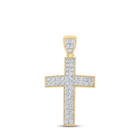 10kt Yellow Gold Men's Round Diamond Cross Charm Pendant - 1 Cttw | Splendid Jewellery Top view from the 10Kt Yellow Gold Mens Round Diamond Cross Charm Pendant 1 Cttwpin289389 collection by Splendid Jewellery