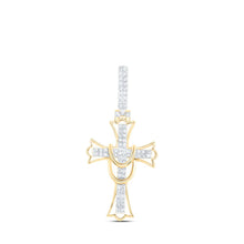 Load image into Gallery viewer, 10kt Yellow Gold Men&#39;s Round Diamond Cross Charm Pendant - 1/2 Cttw | Splendid Jewellery Top view from the 10Kt Yellow Gold Mens Round Diamond Cross Charm Pendant 1 2 Cttwpin219326 collection by Splendid Jewellery