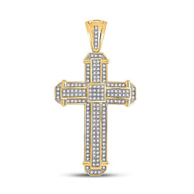 10kt Yellow Gold Men's Diamond Cross Charm Pendant - 1/2 Ct.t.w. Top view from the 10Kt Yellow Gold Mens Round Diamond Cross Charm Pendant 1 2 Cttwpin223830 collection by Splendid Jewellery