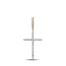 Load image into Gallery viewer, 10kt Yellow Gold Men's Round Diamond Cross Charm Pendant - 1/2 Cttw Top view from the 10Kt Yellow Gold Mens Round Diamond Cross Charm Pendant 1 2 Cttwpin286298 collection by Splendid Jewellery