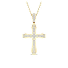 Load image into Gallery viewer, 10kt Yellow Gold Men's Diamond Cross Pendant - 1/2 Cttw Top view from the 10Kt Yellow Gold Mens Round Diamond Cross Charm Pendant 1 2 Cttwpin289165 collection by Splendid Jewellery
