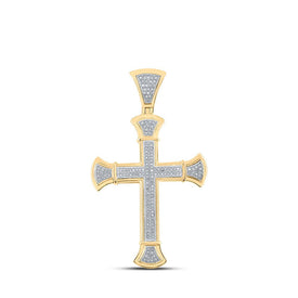 10kt Yellow Gold Men's Round Diamond Cross Charm Pendant 1/2 Cttw - A Dazzling Symbol of Faith and Style Top view from the 10Kt Yellow Gold Mens Round Diamond Cross Charm Pendant 1 2 Cttwpin19153 collection by Splendid Jewellery