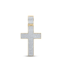 Load image into Gallery viewer, 10kt Yellow Gold Men's Round Diamond Cross Charm Pendant - 1/2 Cttw | Splendid Jewellery Top view from the 10Kt Yellow Gold Mens Round Diamond Cross Charm Pendant 1 2 Cttwpin222189 collection by Splendid Jewellery