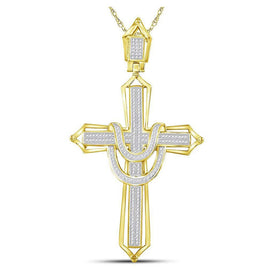 10kt Yellow Gold Mens Round Diamond Cross Charm Pendant - A Dazzling Symbol of Faith and Style Top view from the 10Kt Yellow Gold Mens Round Diamond Cross Charm Pendant 1 2 Cttwpin19148 collection by Splendid Jewellery