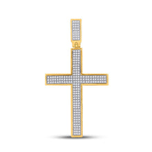 Load image into Gallery viewer, 10kt Yellow Gold Men&#39;s Diamond Cross Pendant - 1/2 Cttw Top view from the 10Kt Yellow Gold Mens Round Diamond Cross Charm Pendant 1 2 Cttwpin229659 collection by Splendid Jewellery