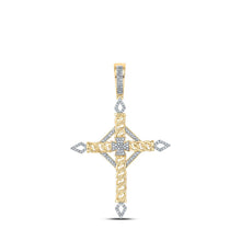 Load image into Gallery viewer, 10kt Yellow Gold Men's Round Diamond Cross Charm Pendant - 1/3 Cttw Top view from the 10Kt Yellow Gold Mens Round Diamond Cross Charm Pendant 1 3 Cttwpin289167 collection by Splendid Jewellery