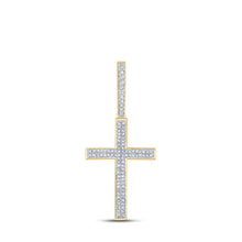 Load image into Gallery viewer, 10kt Yellow Gold Men&#39;s Diamond Cross Charm Pendant - 1/3 Cttw Top view from the 10Kt Yellow Gold Mens Round Diamond Cross Charm Pendant 1 3 Cttwpin223734 collection by Splendid Jewellery