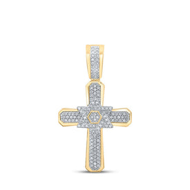 10kt Yellow Gold Men's Diamond Cross Charm Pendant - 1/3 Cttw Top view from the 10Kt Yellow Gold Mens Round Diamond Cross Charm Pendant 1 3 Cttwpin212173 collection by Splendid Jewellery