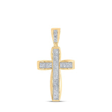 Load image into Gallery viewer, 10kt Yellow Gold Men&#39;s Round Diamond Cross Charm Pendant 1/3 Cttw - A Dazzling Symbol of Faith and Style - Alternate view 1 from Splendid Jewellery