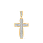10kt Yellow Gold Men's Round Diamond Cross Charm Pendant 1/3 Cttw - A Dazzling Symbol of Faith and Style - Alternate view 1 from Splendid Jewellery