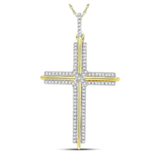 Load image into Gallery viewer, 10kt Yellow Gold Men&#39;s Diamond Cross Charm Pendant - 1/4 Cttw | Splendid Jewellery Top view from the 10Kt Yellow Gold Mens Round Diamond Cross Charm Pendant 1 4 Cttwpin229640 collection by Splendid Jewellery