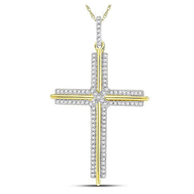 10kt Yellow Gold Men's Diamond Cross Charm Pendant - 1/4 Cttw | Splendid Jewellery Top view from the 10Kt Yellow Gold Mens Round Diamond Cross Charm Pendant 1 4 Cttwpin229640 collection by Splendid Jewellery